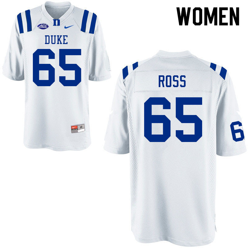 Women #65 Colin Ross Duke Blue Devils College Football Jerseys Sale-White